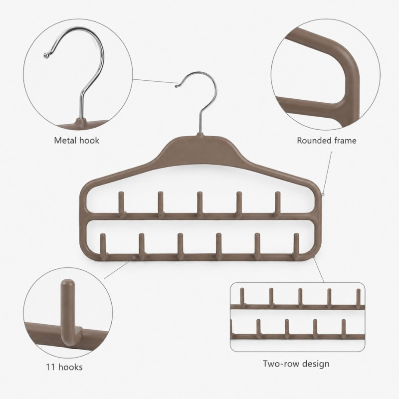 Closet Organizer with Hooks – Brown (Compact)