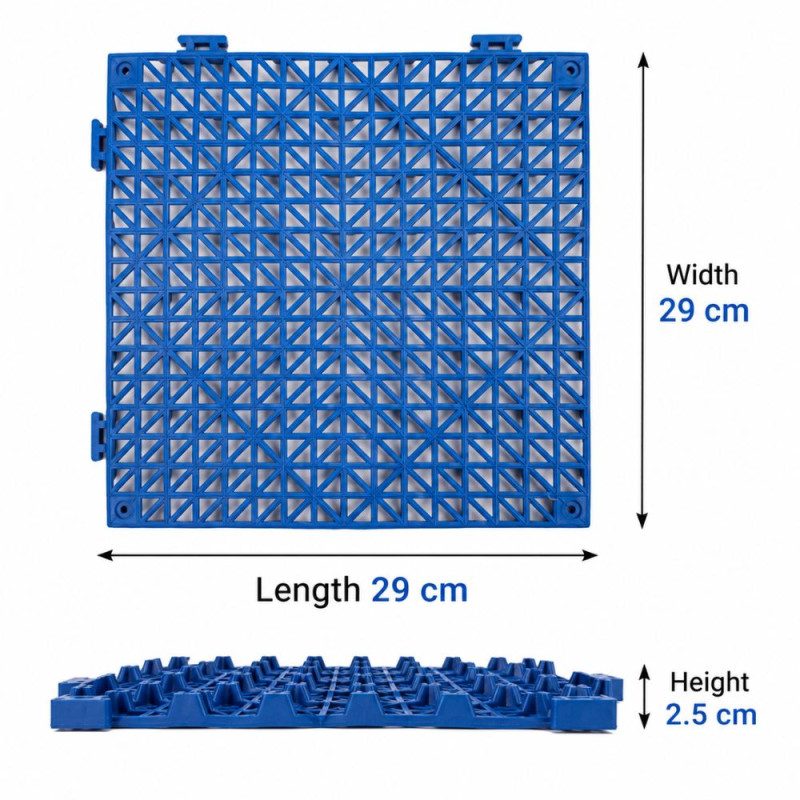 Rubber Interlocking Floor Tiles (29 x 29 cm) – Blue