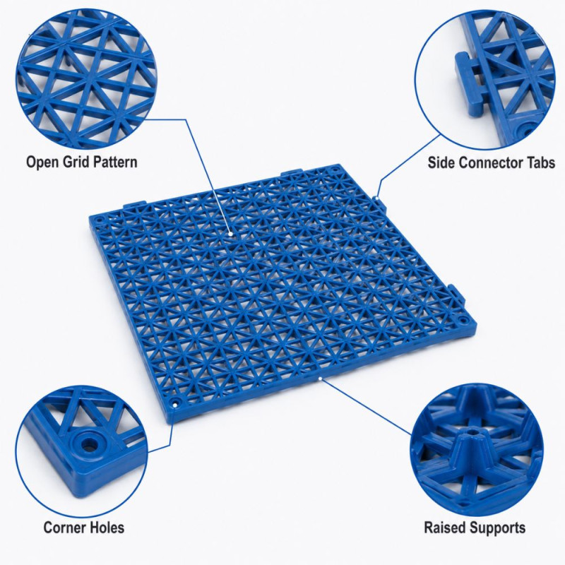 Rubber Interlocking Floor Tiles (29 x 29 cm) – Blue
