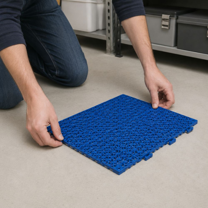 Rubber Interlocking Floor Tiles (29 x 29 cm) – Blue