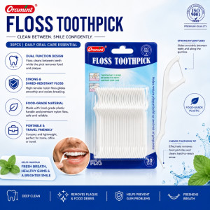 Eco-Conscious Oramint dental floss toothpick 30-pack card – White (30PCS)