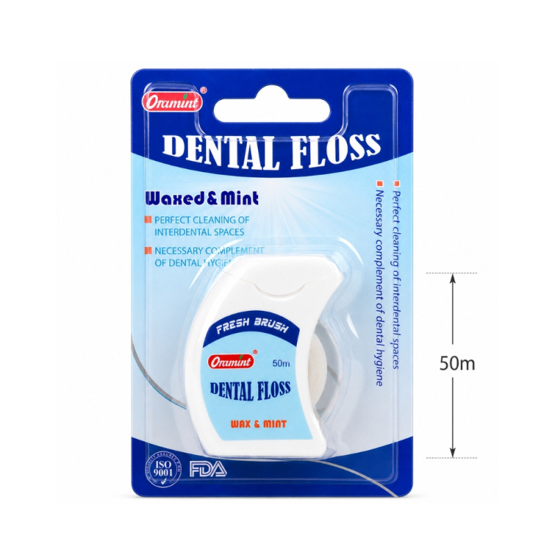 Oramint Mint Flavored Waxed Dental Floss – 50M – White