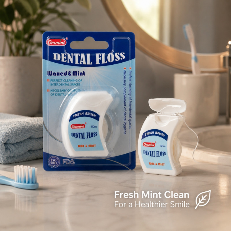 Oramint Mint Flavored Waxed Dental Floss – 50M – White