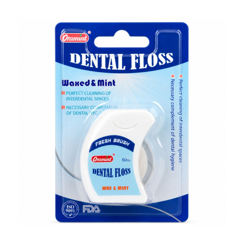 Oramint Mint Flavored Waxed Dental Floss – 50M – White