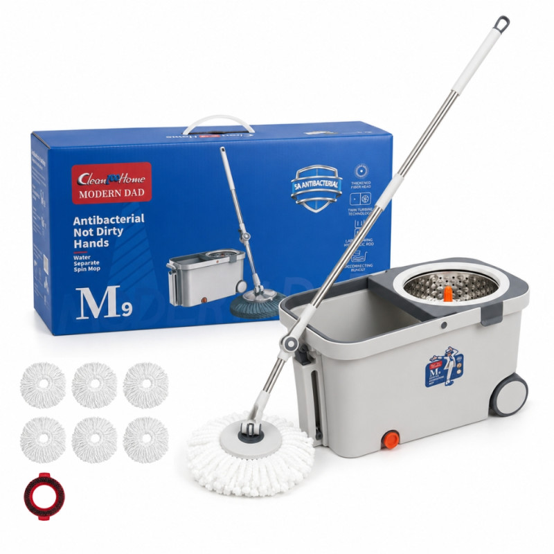 Pro Max Mop Set Designed for Home & Professional Cleaning – White (H-18.8, W-10, L-10 IN)