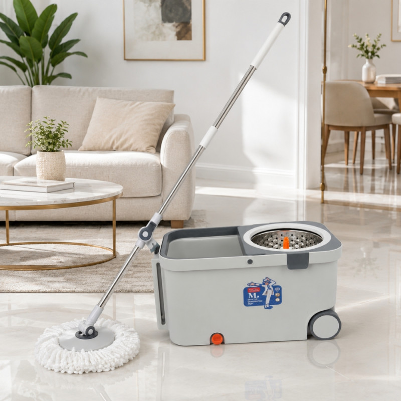 Pro Max Mop Set Designed for Home & Professional Cleaning – White (H-18.8, W-10, L-10 IN)