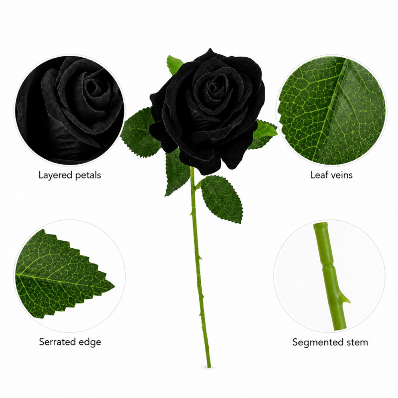 Elegant Black Artificial Rose – Classic Black