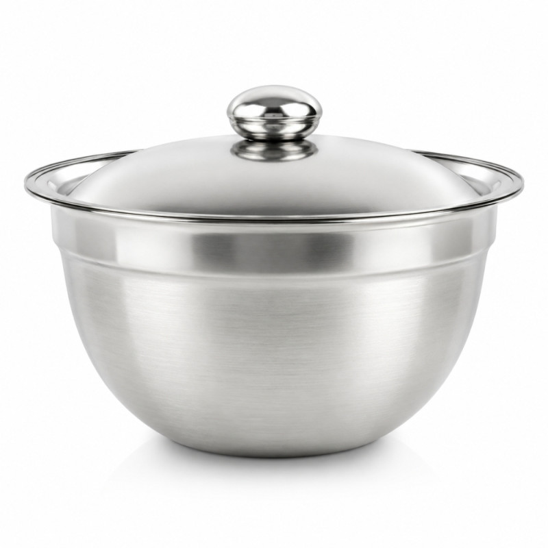 Deep Stainless Steel Mixing Bowls with Lids – 16 x 22cm – Silver