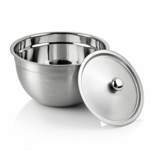 Stainless Steel Mixing Bowls with Measurement Markings & Lids – 17 x 24cm – Silver