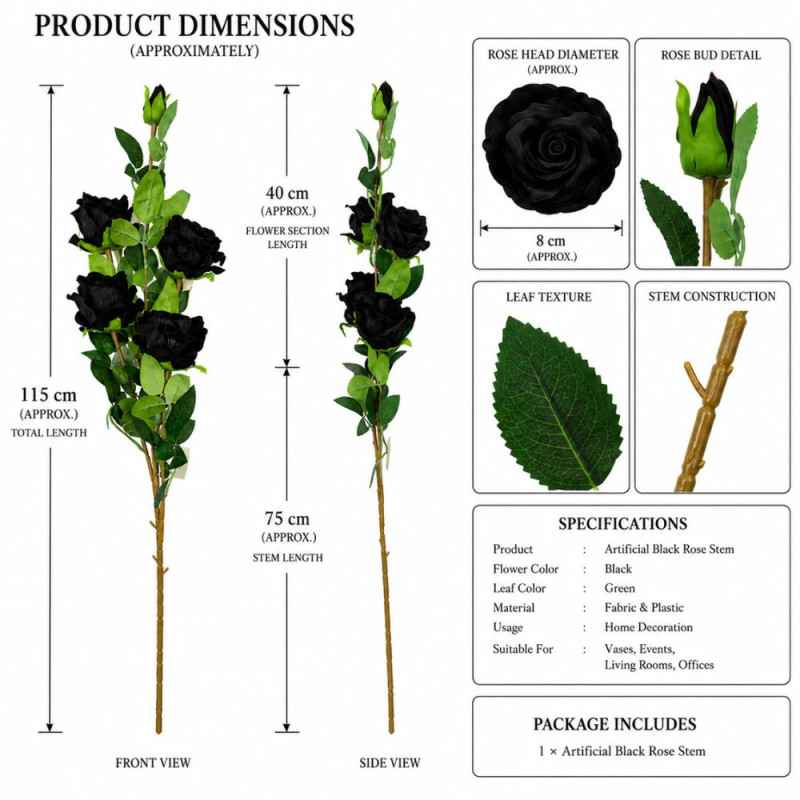 Classic Artificial Flower – Green Light Brown Premium Quality (115 cm)