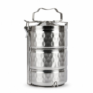 Premium 3 Layer 14Cm Lunch-Box – Silver Premium Quality (30 x 14 cm)