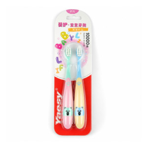 Questioning bear-themed 10000 nano bristle children's toothbrush set in pink and blue – Multi color (15cm) Questioning bear-themed 10000 nano bristle children's toothbrush set in pink and blue – Multi color (15cm)