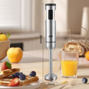 Professional High-Performance Hand Blender – Sleek Silver for Soups & Smoothies (39cm)