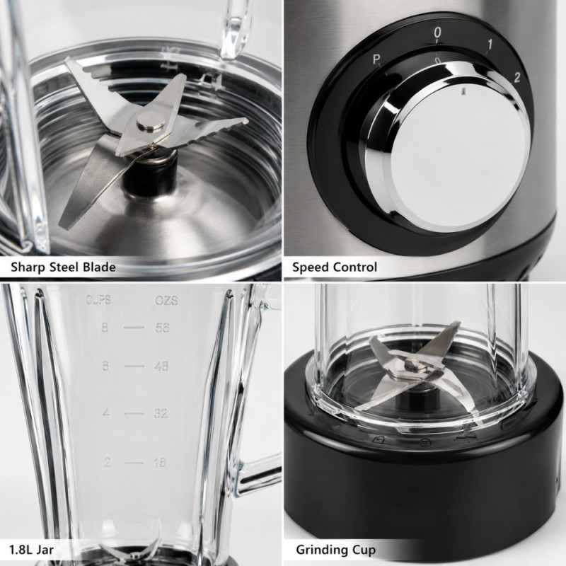 Reliable Winning Star ST-5501-A blender and grinder set, a 500W kitchen appliance featured – Black &amp; Silver (41 x 14.5cm)