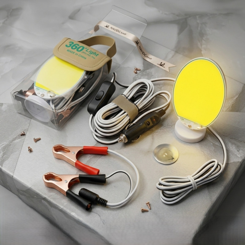 360-Degree Portable LED Work Light Kit for Camping and Emergency Use (15x10cm) – White
