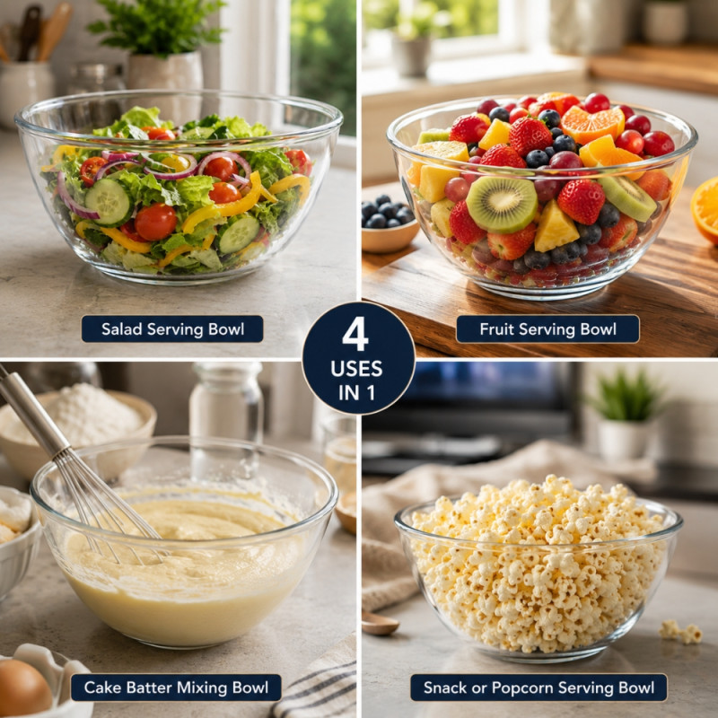 Premium Clear Glass Mixing Bowl | Multipurpose Kitchen Use | 12 x 26.5cm Transparent