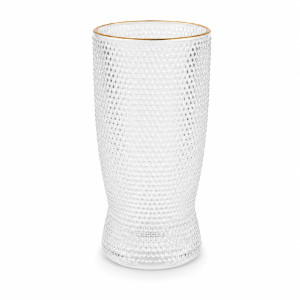 Textured Glass Tumbler with a Gold Rim – 15 x 7.5 cm – Transparent