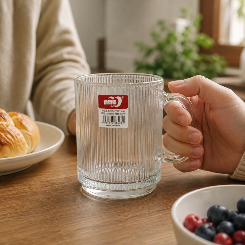 See Through Glass Mug Designed for Elegant Dining &amp; Entertaining – Transparent (H-10, W-8 CM)
