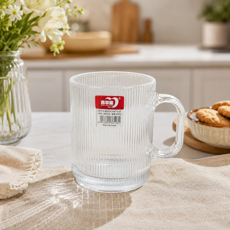 See Through Glass Mug Designed for Elegant Dining &amp; Entertaining – Transparent (H-10, W-8 CM)