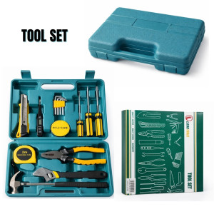 12-Piece Electrical Repair Home Hand Tool Set in a Plastic Carrying Case – Teal