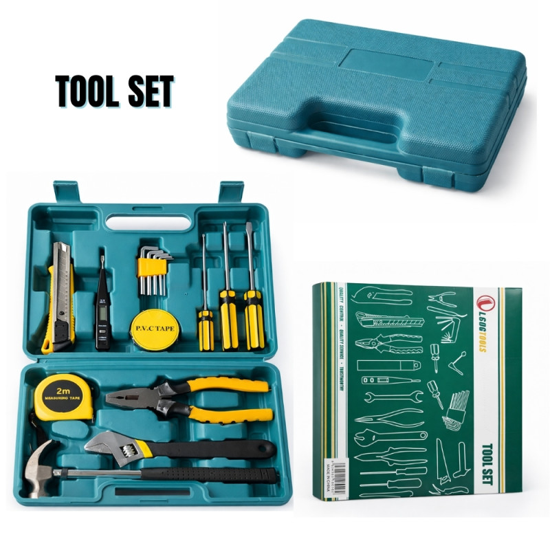 12-Piece Electrical Repair Home Hand Tool Set in a Plastic Carrying Case – Teal