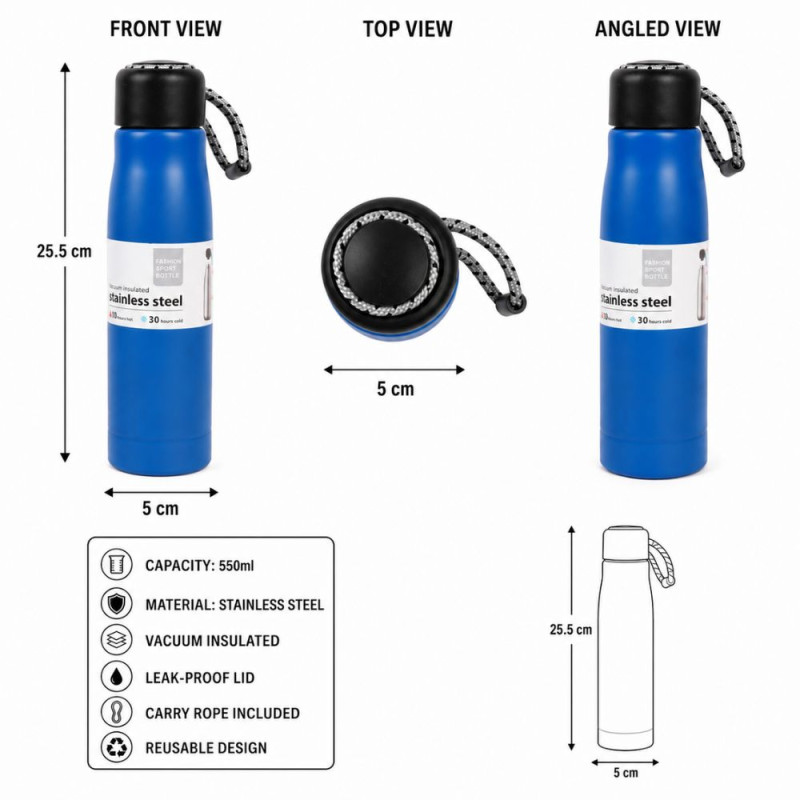 Classic vacuum flask – Black Premium Quality (25.5cm)