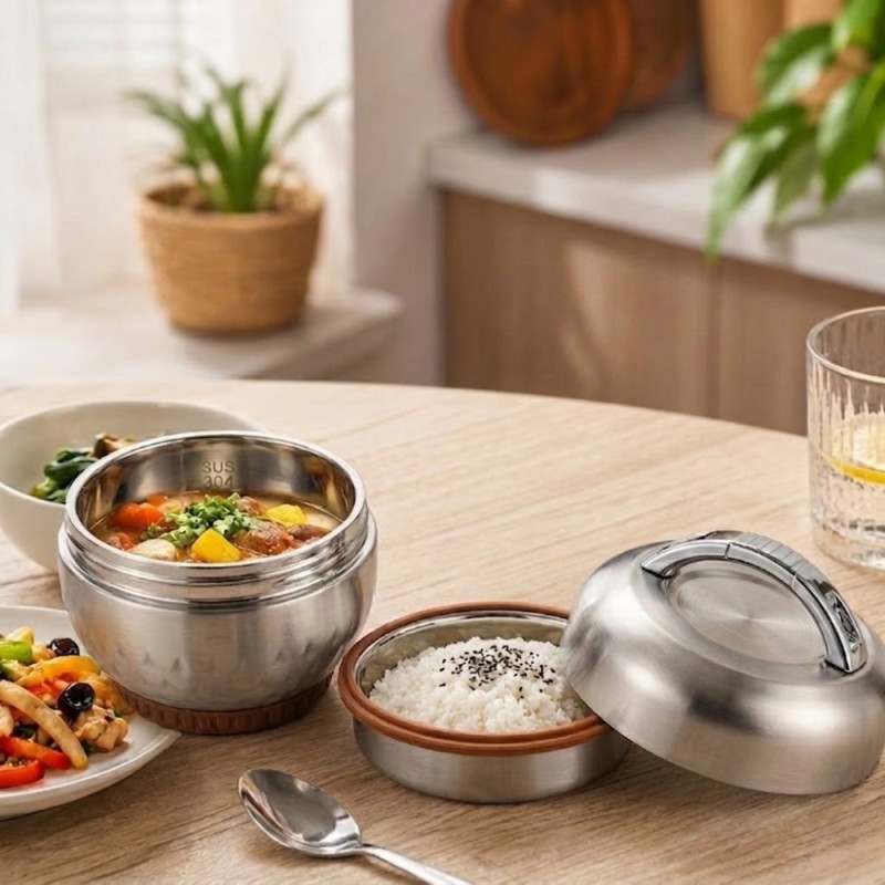 Clear Shield Lunch Box Designed for Meal Prep & On-the-Go Dining – Stainless Steel (H-15, W-15, L-15 CM)