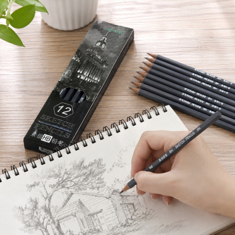 Pure Max Sketch Pencils Designed for Creative Expression &amp; Office Use – Black (L-18 CM)