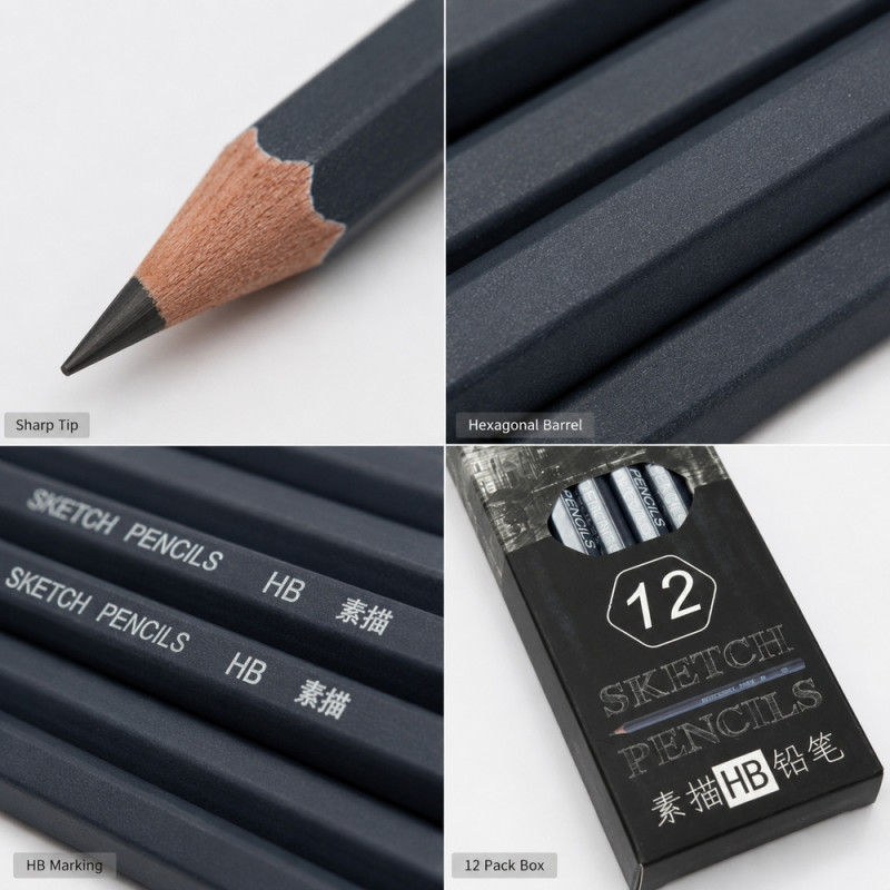 Pure Max Sketch Pencils Designed for Creative Expression &amp; Office Use – Black (L-18 CM)