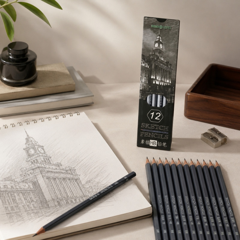 Pure Max Sketch Pencils Designed for Creative Expression &amp; Office Use – Black (L-18 CM)