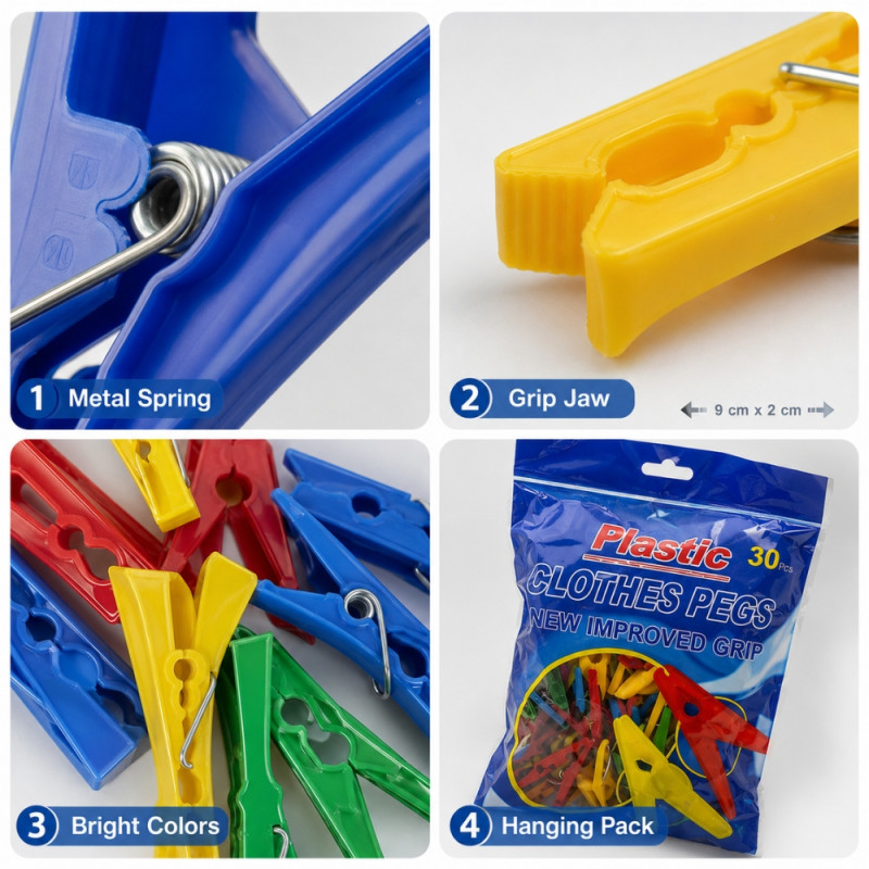 Plastic Clip Plastic Clothes Pegs – Assorted