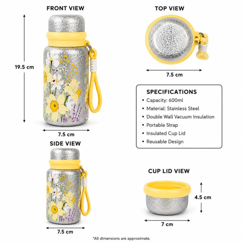 Quality vacuum flask – Yellow Premium Quality (19.5 x 7.5 cm)