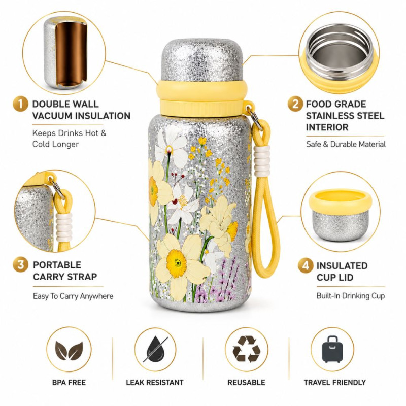 Quality vacuum flask – Yellow Premium Quality (19.5 x 7.5 cm)