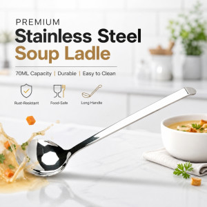 Rust-Resistant Stainless Steel Soup Ladle – Silver (20x6cm)