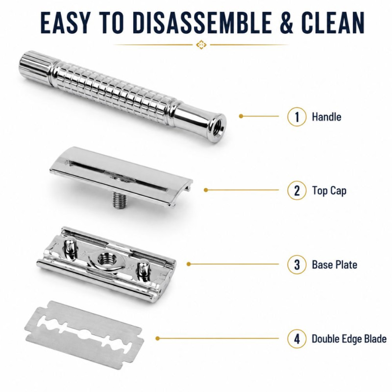 Chrome Gleam Safety Razor Designed for Precision Grooming & Style – Silver (H-10 CM)