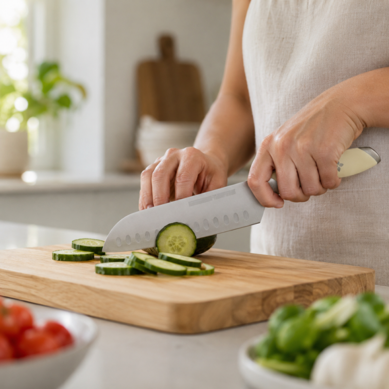 Cream Santoku Knife