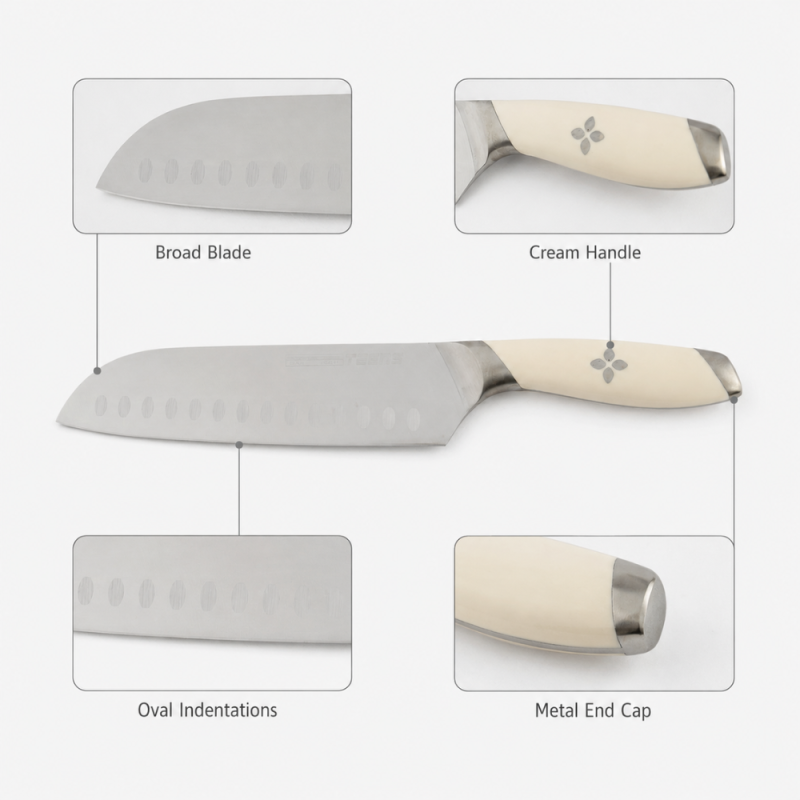 Cream Santoku Knife