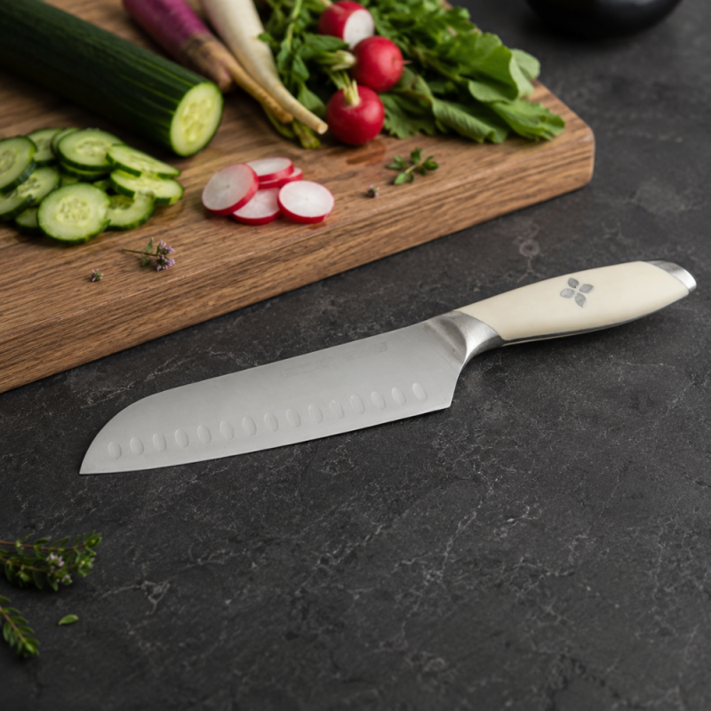 Cream Santoku Knife