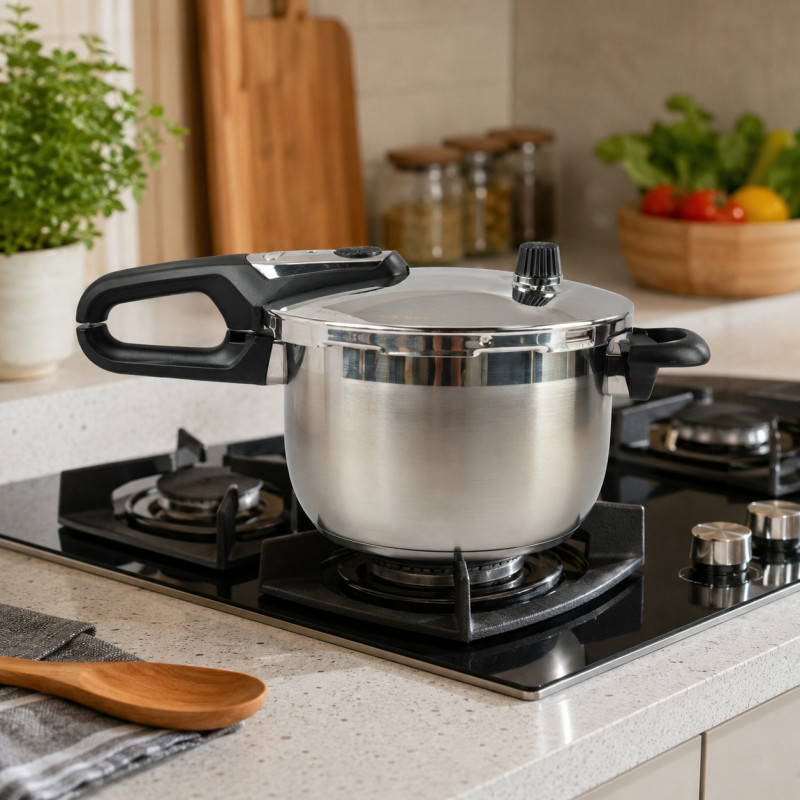 Deep Gleam Pressure Cooker Designed for Everyday Cooking & Kitchen Excellence – Stainless Steel (H-18, W-49, L-27 CM)