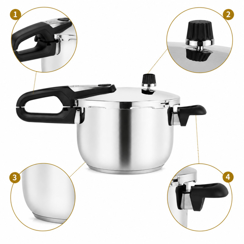 Deep Gleam Pressure Cooker Designed for Everyday Cooking & Kitchen Excellence – Stainless Steel (H-18, W-49, L-27 CM)