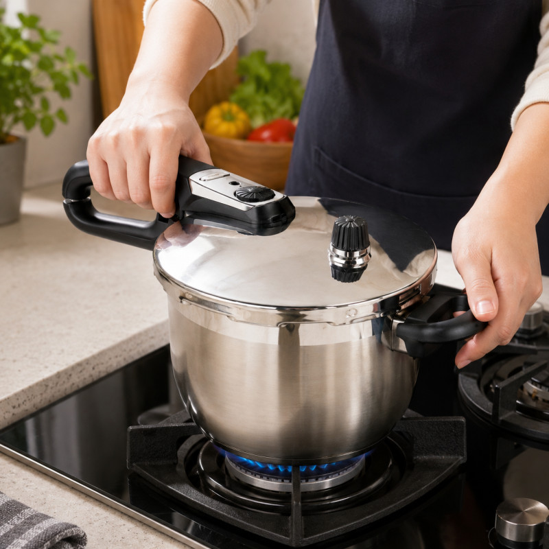 Deep Gleam Pressure Cooker Designed for Everyday Cooking & Kitchen Excellence – Stainless Steel (H-18, W-49, L-27 CM)