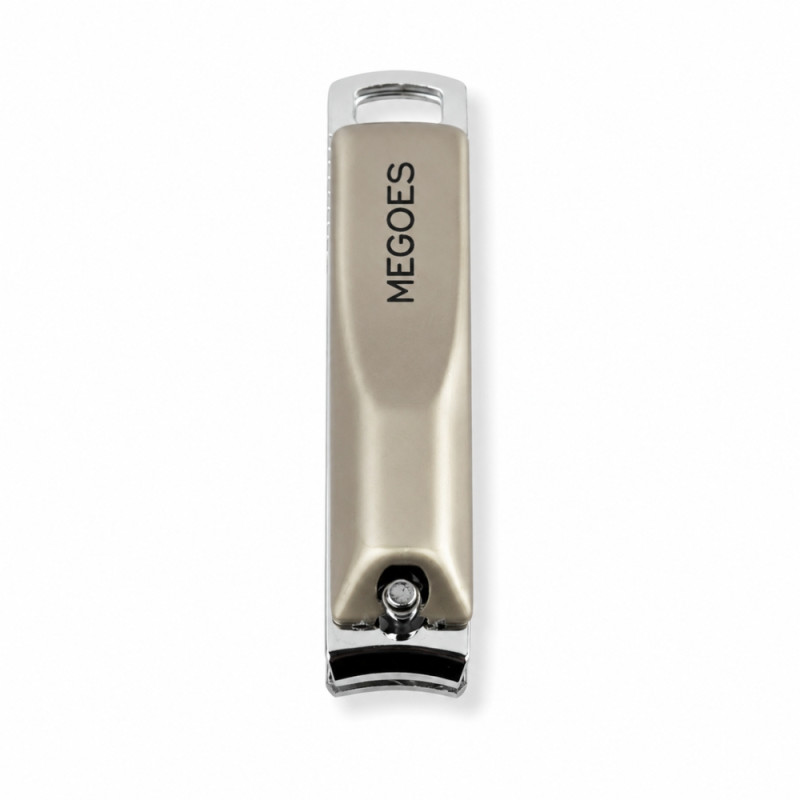 Premium MEGOES Stainless Steel Nail Clipper with Ergonomic Beige Handle