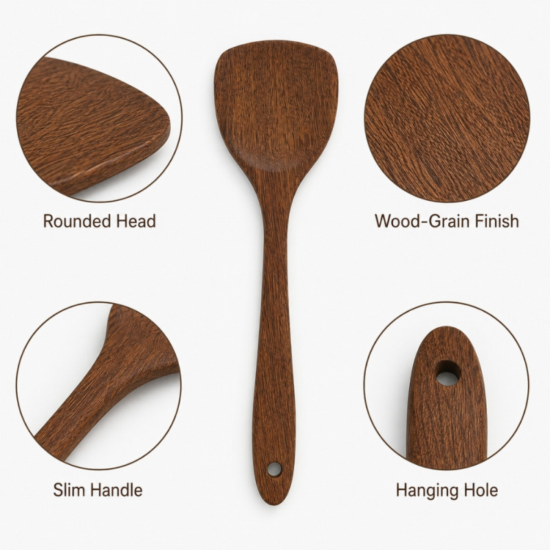 Trendy Spark Kitchen Spatula Designed for Everyday Cooking &amp; Kitchen Excellence – Brown (H-25, W-6 CM)