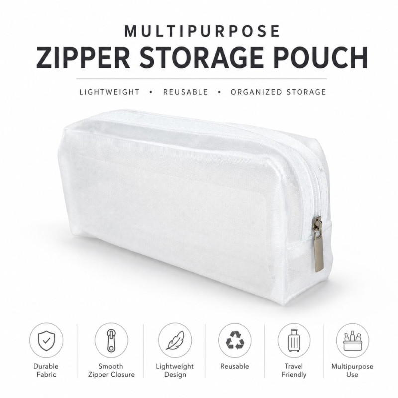 Modern storage pouch – White Premium Quality (22 x 8 x 6.5 cm)