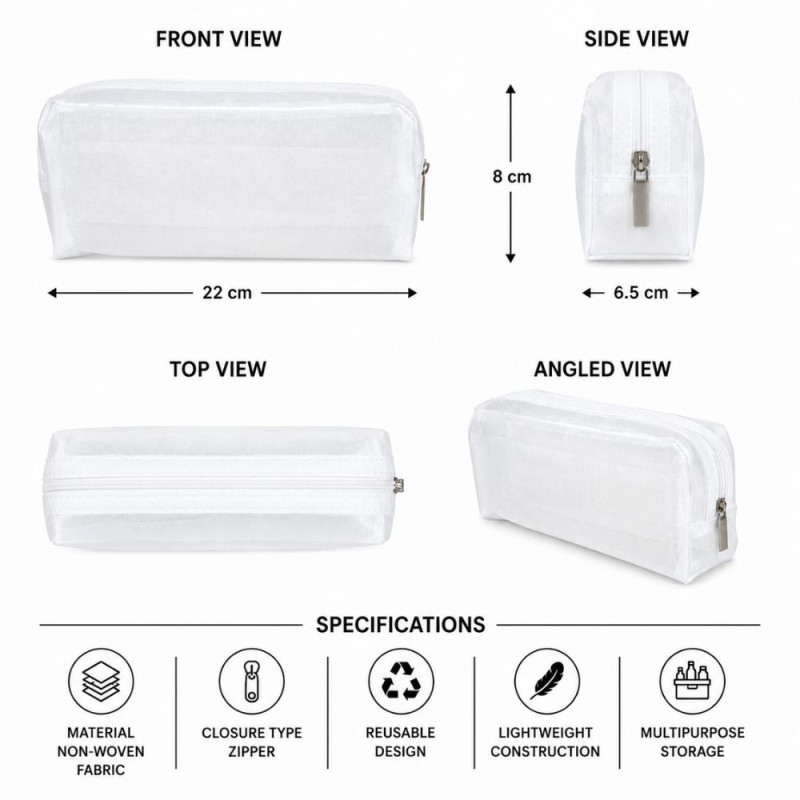 Modern storage pouch – White Premium Quality (22 x 8 x 6.5 cm)