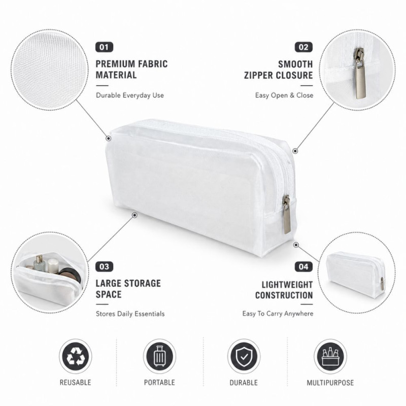 Modern storage pouch – White Premium Quality (22 x 8 x 6.5 cm)