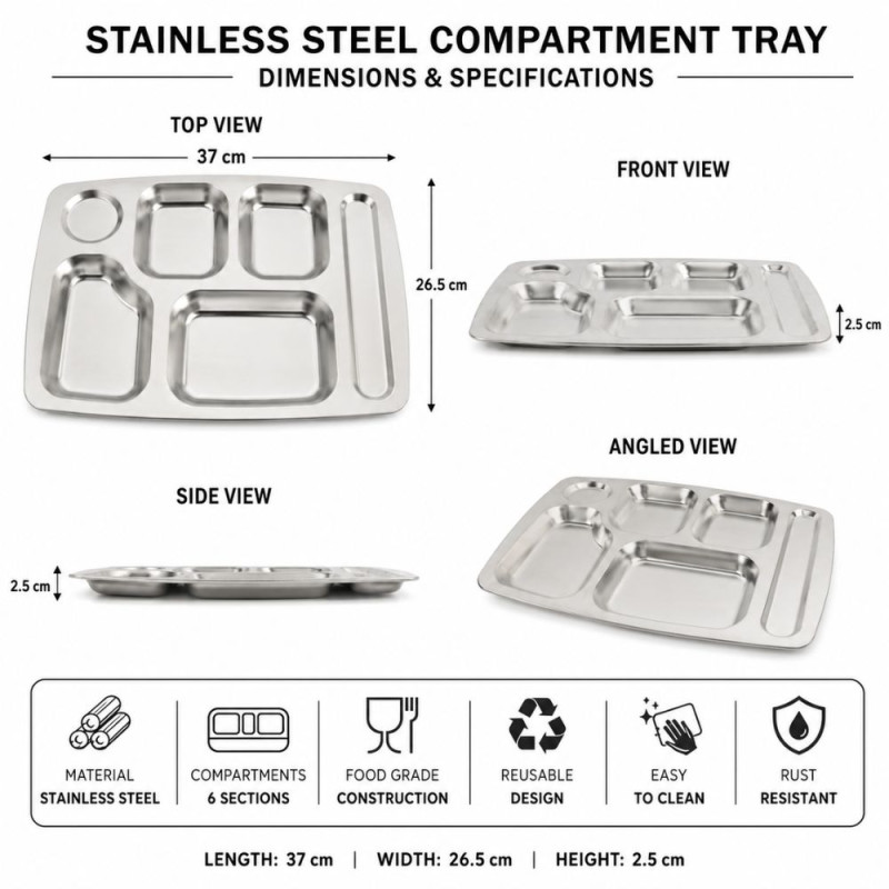 Stylish Ss Plate – Silver Premium Quality (37 x 26.5 cm)