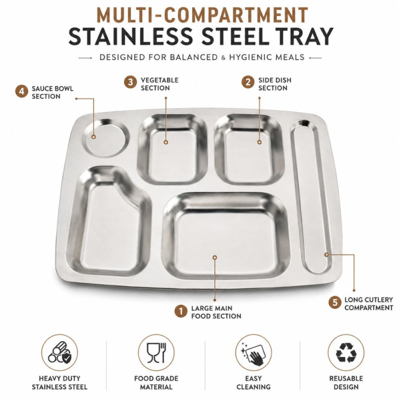 Stylish Ss Plate – Silver Premium Quality (37 x 26.5 cm)