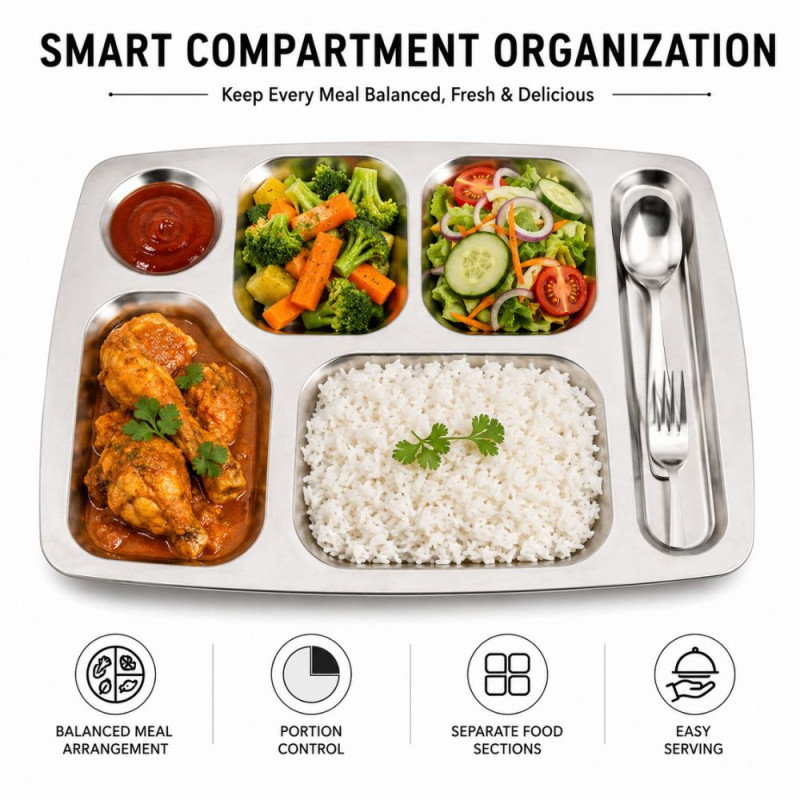 Stylish Ss Plate – Silver Premium Quality (37 x 26.5 cm)