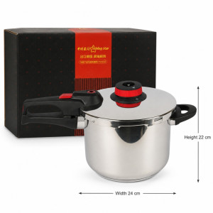 Premium Stainless Steel Pressure Cooker with Steam Release (6 L) – Silver (Large)